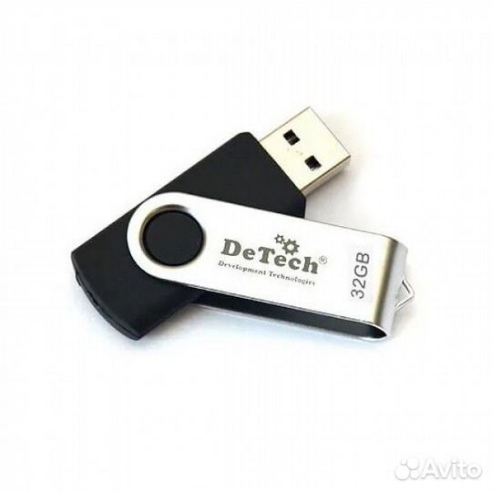 Флешка USB 32Gb DeTech Swivel black