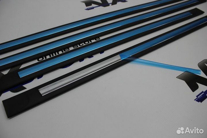 Молдинги дверей (резиновые) с хромом для Калина