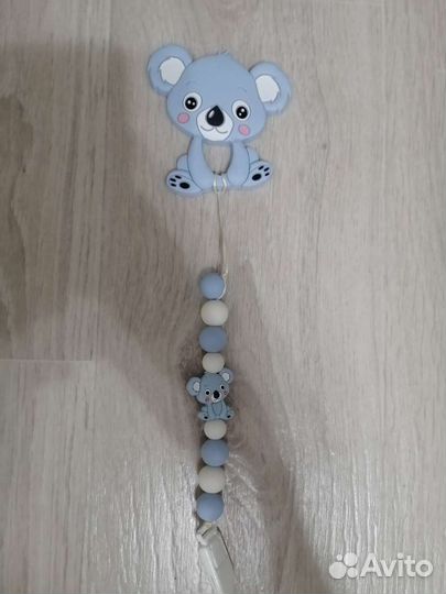 Держатель для пустышки силиконовый + грызунок