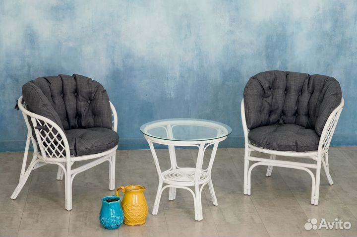 Комплект из ротанга Багама Дуэт с серыми подушками