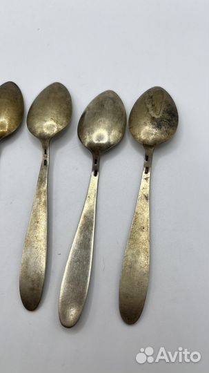 Ложки чайные кофейные серебро позолота эмаль