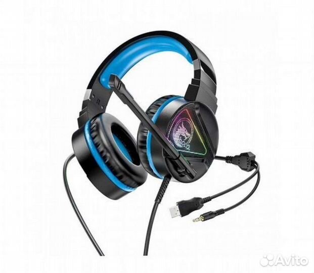 Проводные наушники Hoco W104 USB+Jack 3.5mm Синие