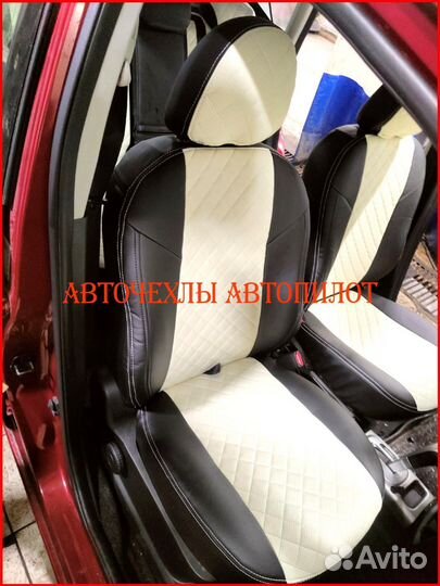 Чехлы Автопилот Nissan Note из экокожи чёрно-белые