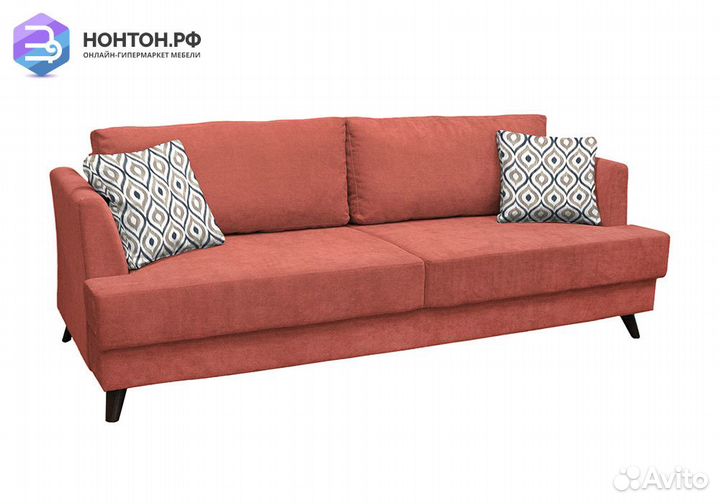 Диван тик-так Дамаск коралловый / геометрия