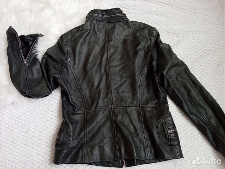 Куртка кожаная женская 46 48 черная