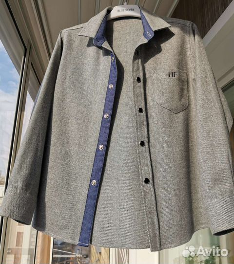 Рубашка фланелевая, р. 134 серая