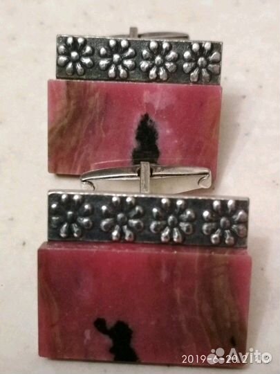Винтажные запонки с уральскими самоцветами (новые)