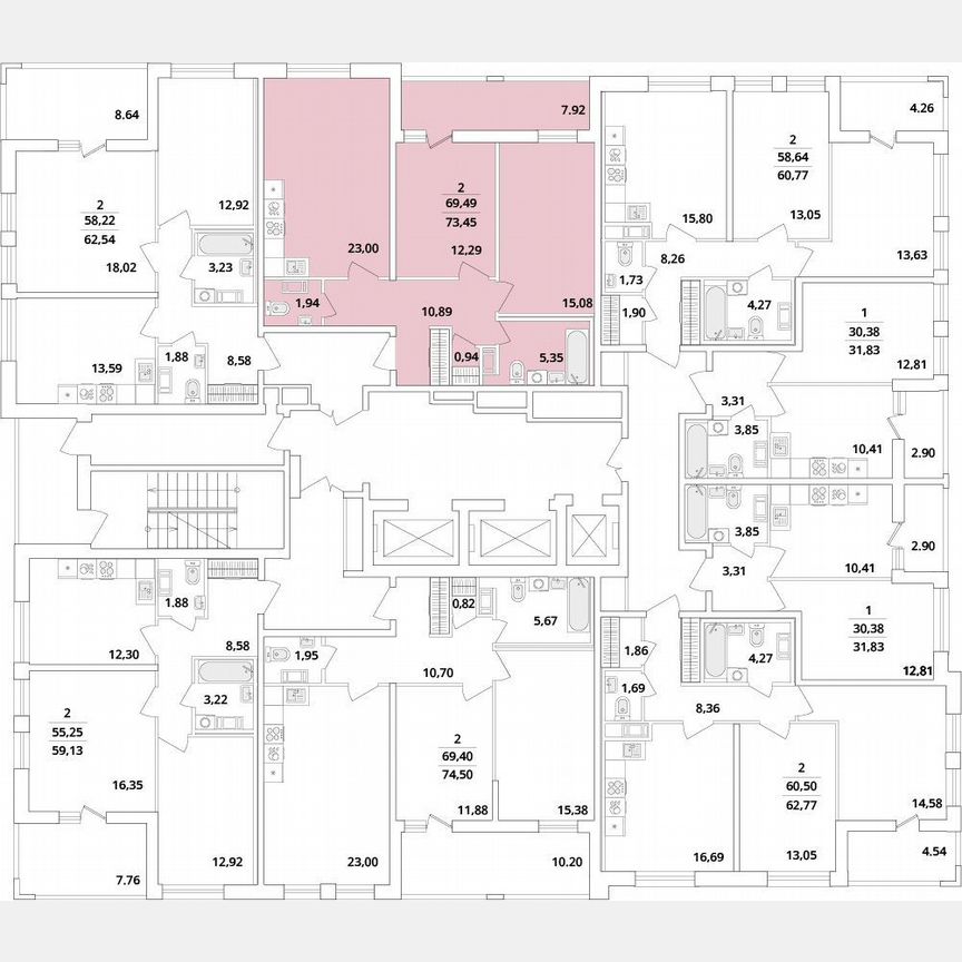 2-к. квартира, 73,5 м², 5/18 эт.