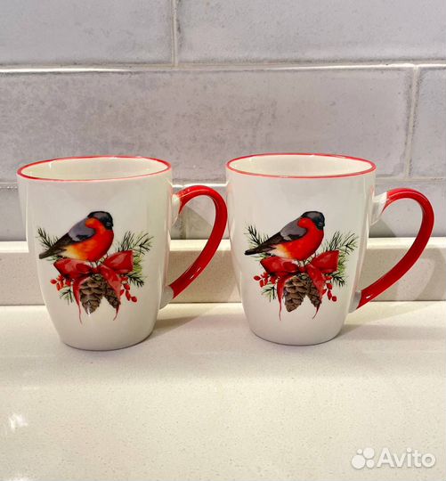 Чашки большие «Снегири»