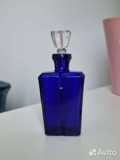 Флакон от духов коллекционный кобальтовое стекло