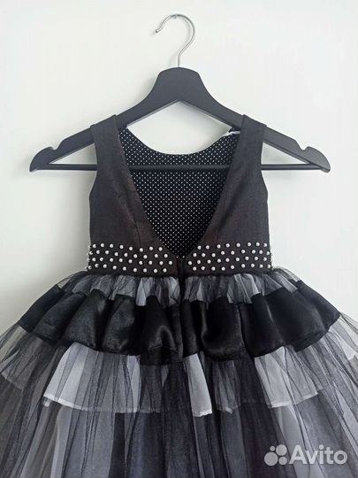 Детское чёрное нарядное платье Уэнсдей на 4-6 лет