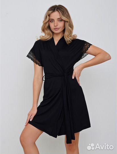 Халатик пеньюар с кружевом 44-48