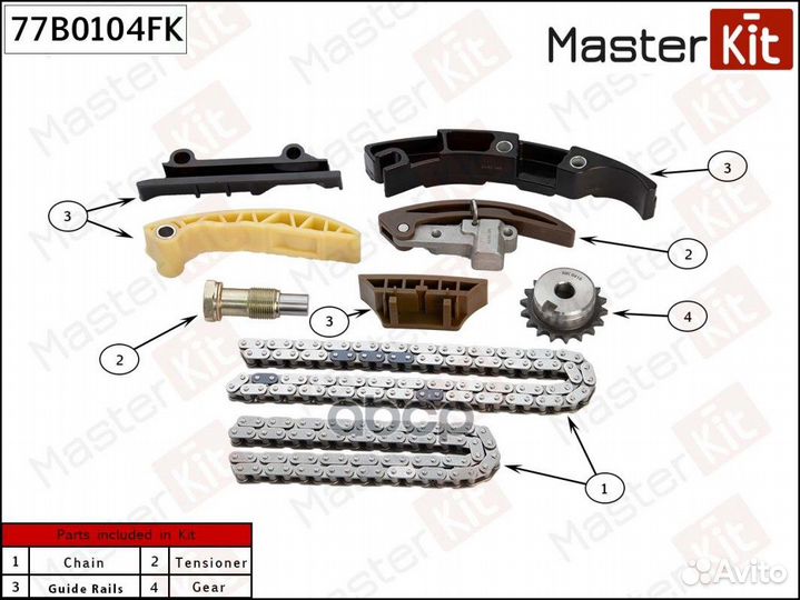 Комплект цепи грм audi A3/Q7/VW Bora/Golf IV/Pa