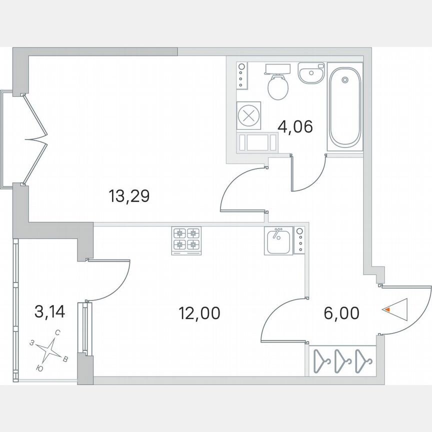 1-к. квартира, 36,9 м², 4/4 эт.