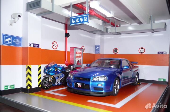 Диорама Модель гараж парковка 1:18