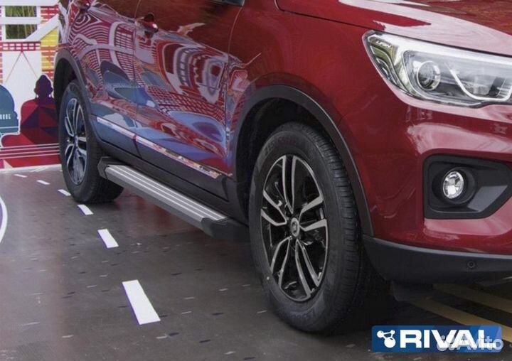 Пороги-подножки Lifan X70 2018. Silver