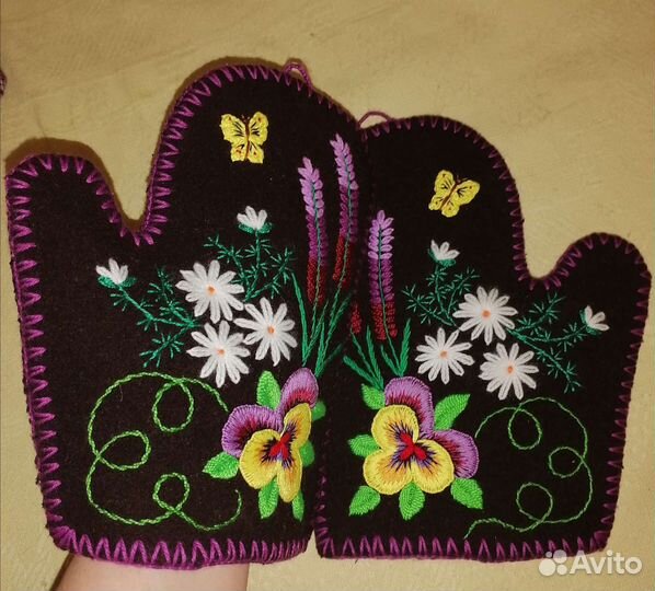Прихватки для кухни, ручная вышивка