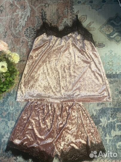 Бархарный топ шорты для дома 52-54р