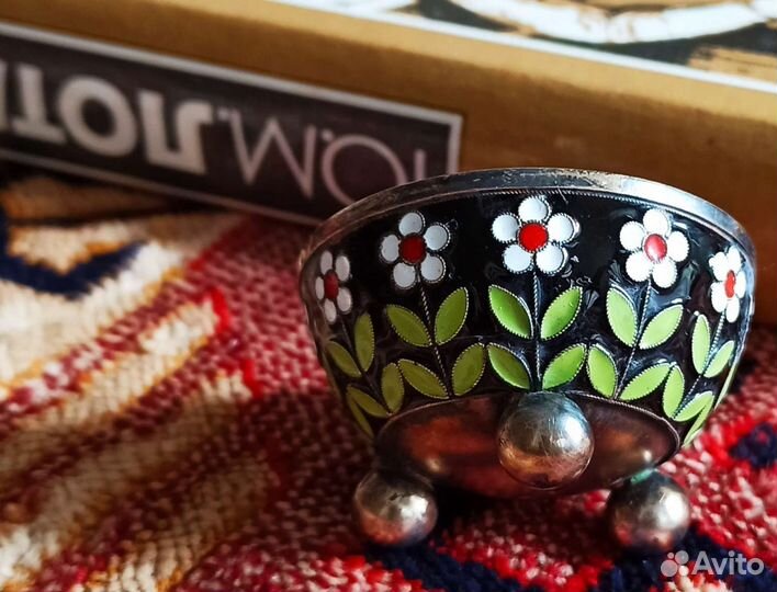 Солонка серебро, эмаль 1950 е гг.ссср