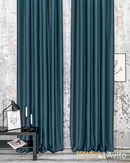 Шторы блэкаут Амадео морская волна новые пошив