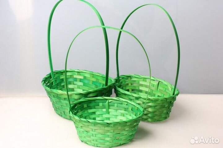 Набор плетеных корзин 3шт. Разноразмерные бамбук