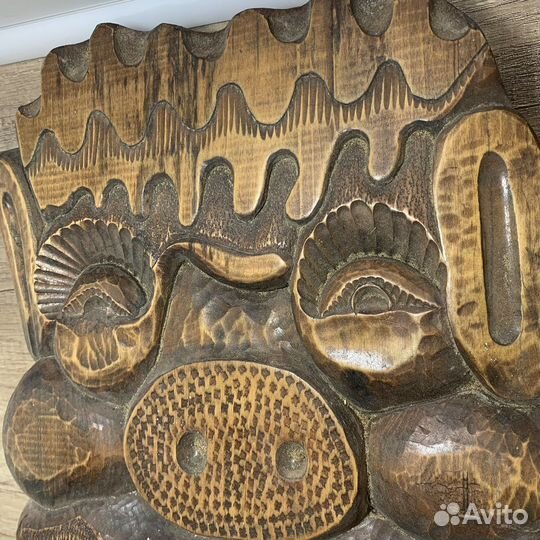 Большая Картина Панно Чёрт Дерево Сделано В СССР