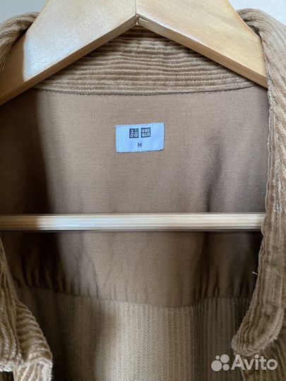 Рубашка Uniqlo коричневая вельветовая в рубчик