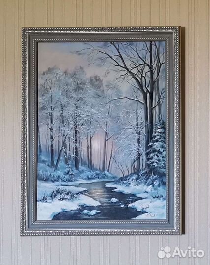 Картина. Холст, масло 60х40 см. Зимний пейзаж