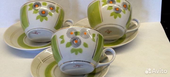 Чайная пара. фарфор, крытьё полонное СССР