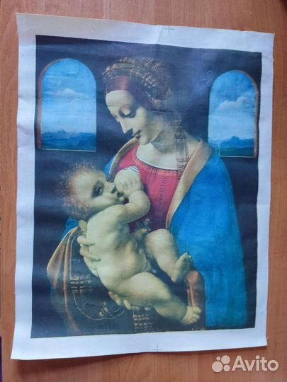Холст без подрамника картина Мадонна с младенцем