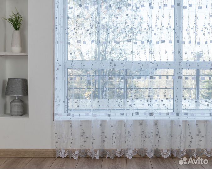 Тюль Мона Серебро готовый