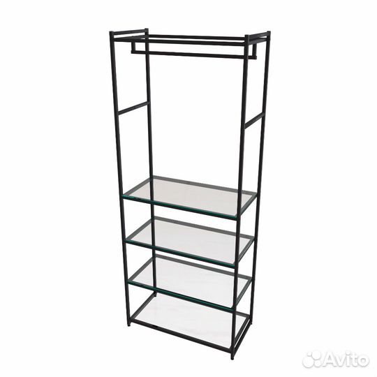 Стеллаж для одежды aс2290-19-Ч со стеклом 220х90х4