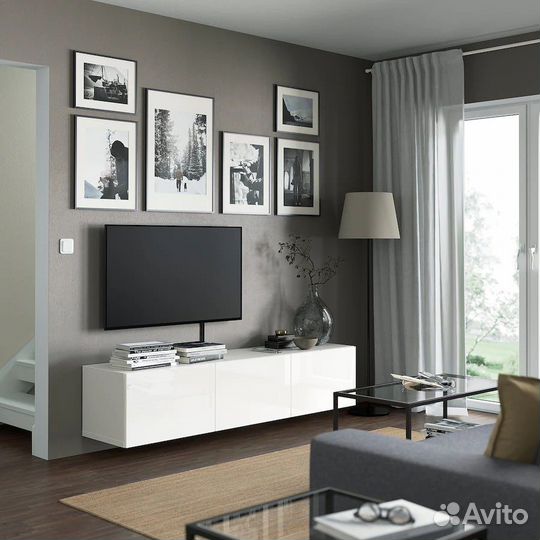 Тумба под тв IKEA бесто глянцевый