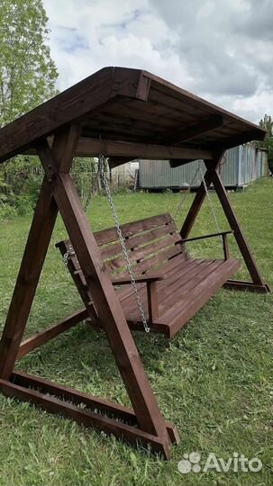 Садовые качели, деревянные, ручной работы