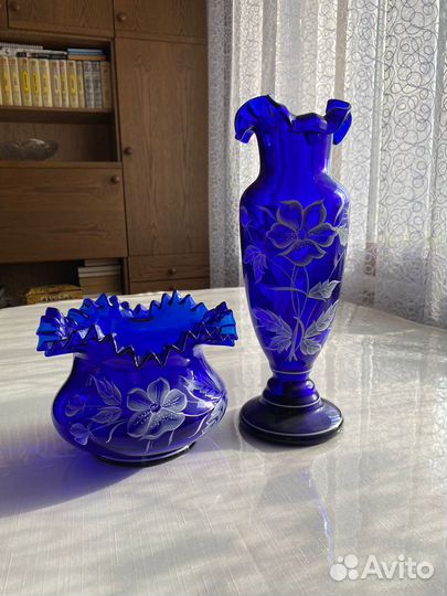 Ваза цветное стекло чехия