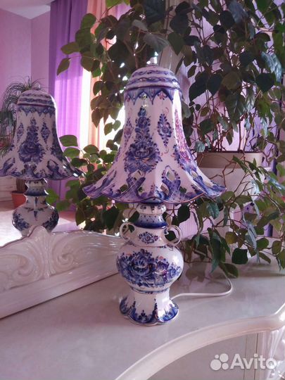 Лампа настольная.Гжель,золото,фарфор