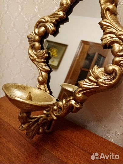 Зеркало с подсвечником винтаж. 2шт