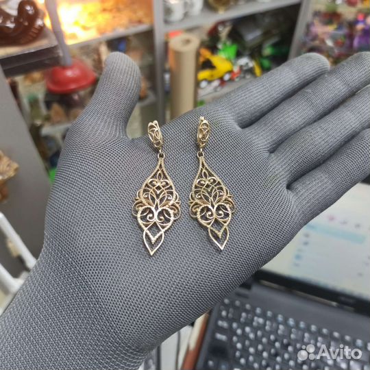Серебряные Серьги С Позолотой Проба 925 Ретро