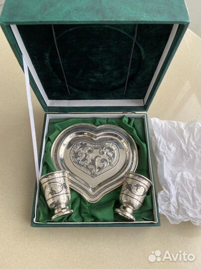 Серебряные стопки с подносом набор