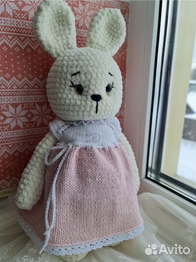 Плюшевая игрушка заяц ручной работы 0+