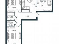 3-к. квартира, 74,8 м², 7/12 эт.