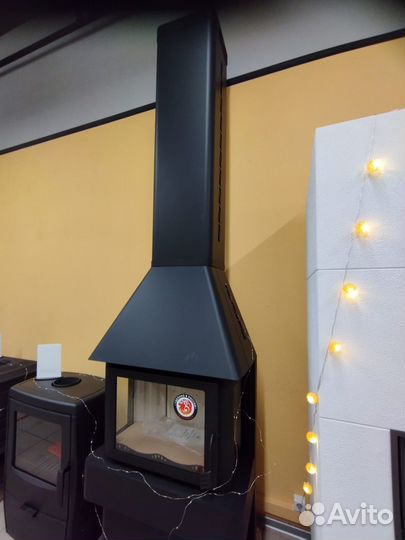 Печь-камин экокамин Бавария Три стекла черная