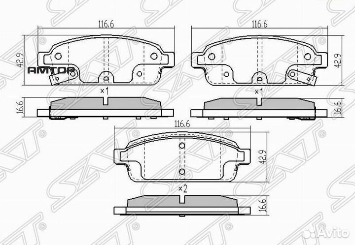 SAT ST-13319294 Колодки тормозные зад chevrolet cr