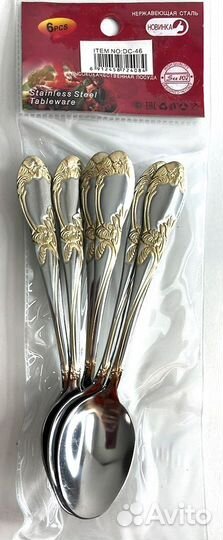 Набор сервировочных чайных ложек Цветы, 6 штук