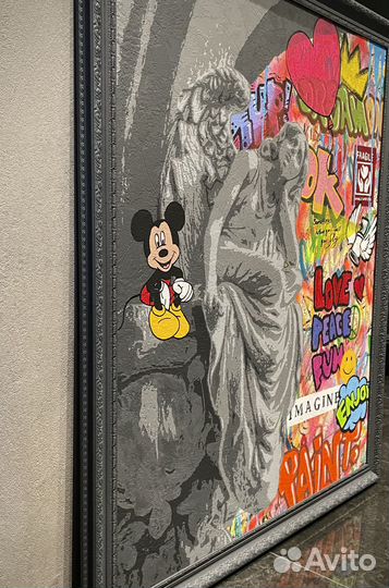 Большая современная картина в раме граффити Ангел