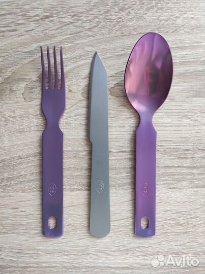 Ложка, вилка, нож титановые.Набор