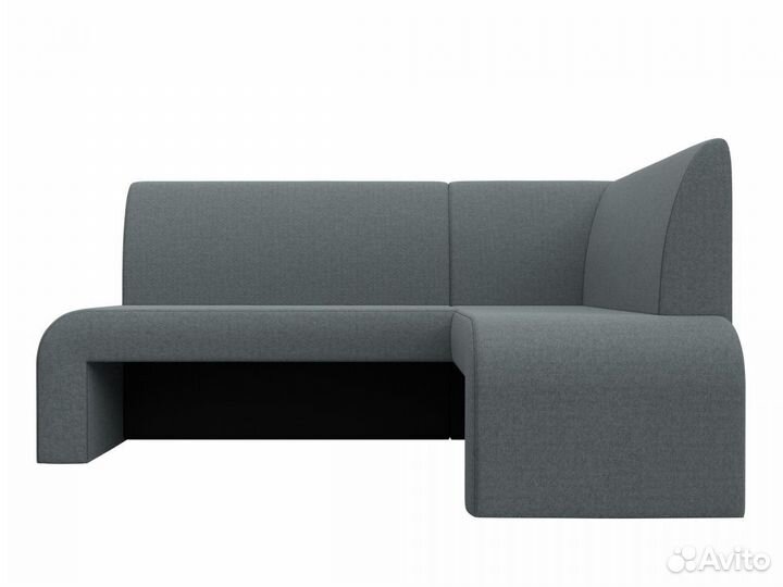 Диван кухонный угловой Кармен правый угол, рогожка, амур серый