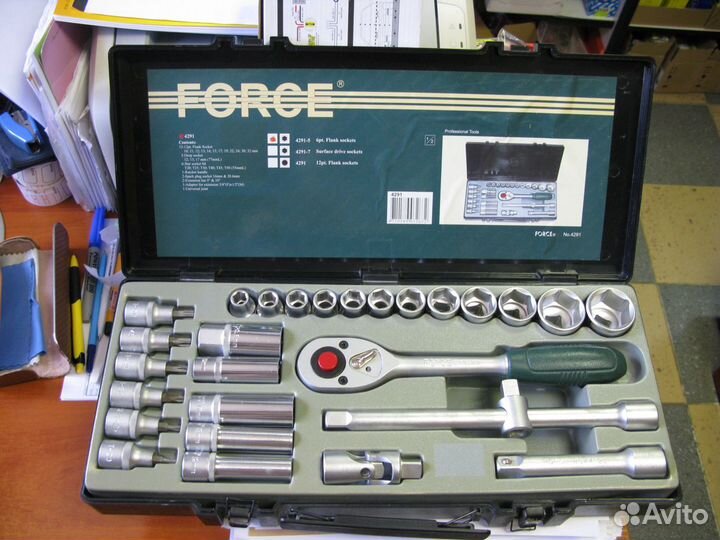 Force Набор головок и насадок 6-гр. 1/2 28 пр