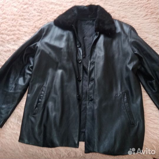 Кожаная куртка мужская утепленная