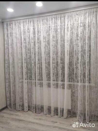 Тюль мрамор готовый 3-4м и шторы, готовые шторы